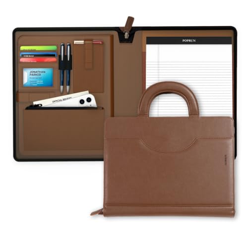 PU Leather Padfolio Portfolio with Handle