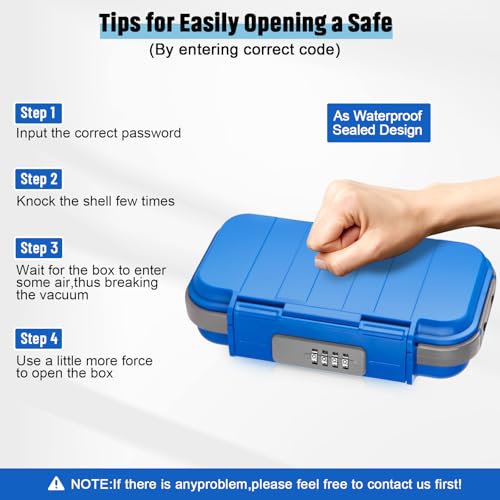 Portable Safe Lock Box with Combination Lock Mini Beach Travel Safe Waterproof Small Lockable Box with Removable Wire Rope Combination Safe Box for Dorm
