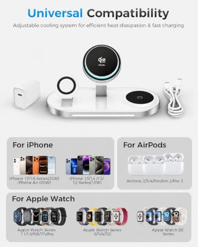 25W 3 in 1 Wireless Charging Station for Magsafe Charger for Apple Device