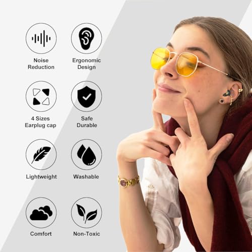 Ear Plugs for Sleeping Earplugs for Concerts Noise Cancelling Reusable Soft Silicone Noise Reduction Earbuds for Travel