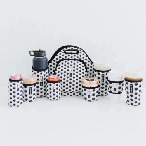 LunchTote Zippered Bag Insulated Neoprene Caddy (Soccer / X-Large 6.5 Quart Lunch Tote)