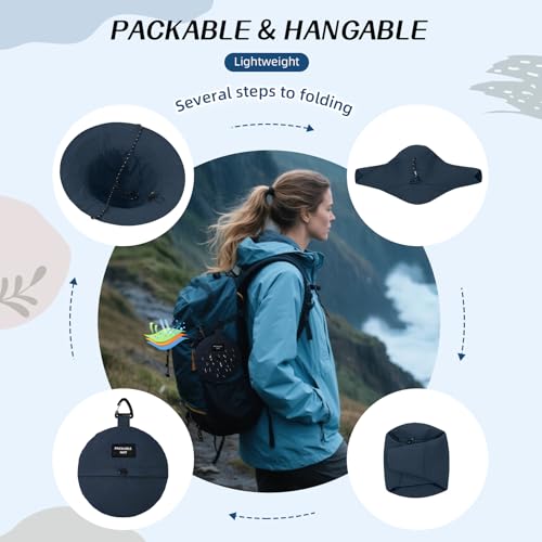 Waterproof Bucket Hats for Woman UPF 50+ Sun Hat Navy