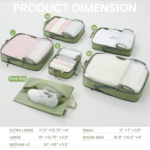 6 Set Ultralight Compression Packing Cubes Packing Organizer for Travel Accessories Luggage Suitcase Backpack