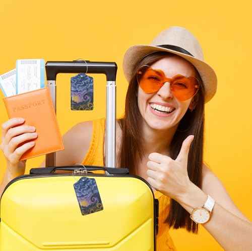 2 Pack Luggage Tags for suitcases Halloween Horror Sunflower TSA Approved Label Luggage Tag Baggage Tag Leather Stainless Steel Loop Label Tag for Men Women Travel Bag Suitcase (2 Count)