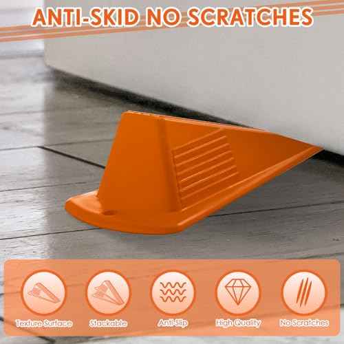 8 Pcs Heavy Duty Rubber Door Stops Wedge Stackable (8 Count)