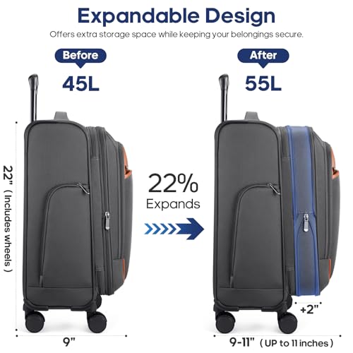 Expandable Carry On Luggage 22x14x9 Airline Approved
