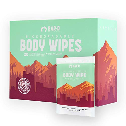 Bar D Cleansing Face & Body Wipes for Women and Men (20 Count)