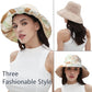 Womens Sun Hats Wide Brim Reversible Bucket Cotton Hat Packable Summer Travel Cap with Hat Clip