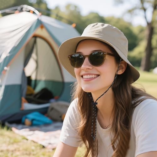 Waterproof Bucket Hats for Woman UPF 50+ Sun Hat Beige