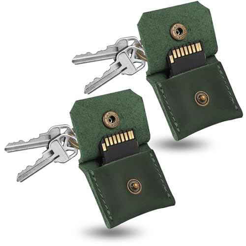 Genuine Leather SD Card Holder Keychain