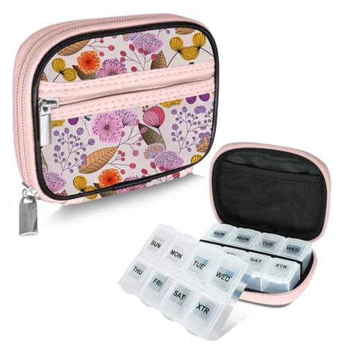 Weekly Travel Pill Organizer Pill Case for Purse with Removable 7 Day Pill Box (2 Count)