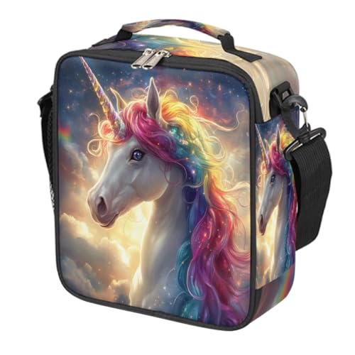 Unicorn Galaxy Cute Kids Lunch Box for Girls Boys Reusable Insulated Lunch Bag for Kids Toddler Thermal Cooler Spacious Lunchbox with Shoulder Strap Lunchbag for School Work Picnic (A09:Unicorn)
