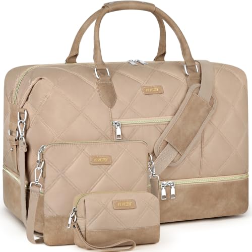 Weekender Bag for Women 21.5" Travel Duffel Large Carry On Bag 3PCS (3 Count)