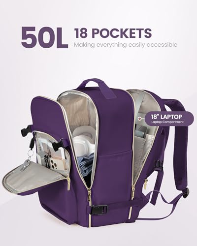50L Travel Backpack Flight Approved Carry on Backpack