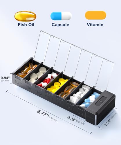 7 Days Pill Organizer with Aluminum Shell for One Week Capacity