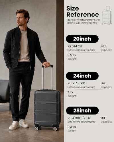 24 Inch Luggage Suitcase with Spinner Wheels TSA Lock