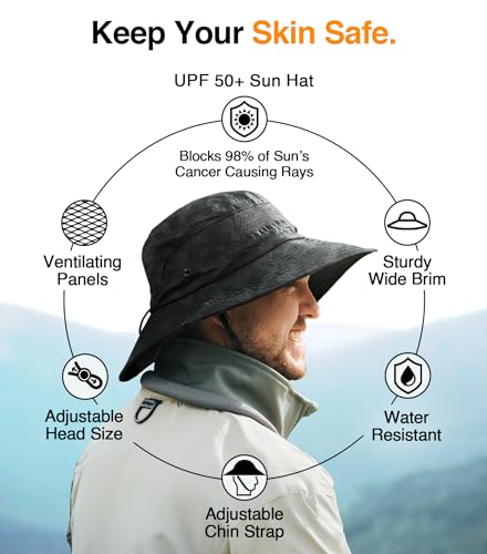 Safari Hat for Men Sun Hats for Women UV Protection UPF 50+ Fishing