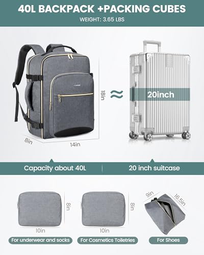 40L Travel Backpack Flight Approved Carry on Backpack