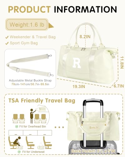 Initial Travel Duffel Bag Sports Gym Bag for Kids Teen Birthday Gifts