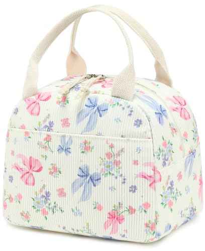 Lunch Bag for Women Men Cute Corduroy Lunch Tote Bags Reusable Insulated Lunch Box Large Capacity Reusable Insulated Cooler for Work Picnic or Travel