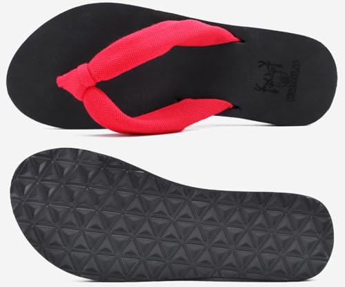 Flip Flops for Women Arch Support Summer Beach Sandals Red Size 10
