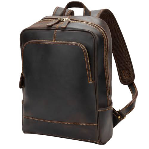 Leather Backpack for Men 15.6" Laptop Backpack 100% Madagascar top