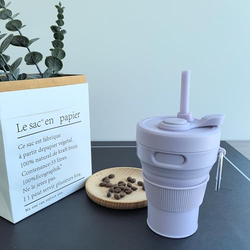 Silicone Collapsible Travel Mug Purple 15oz