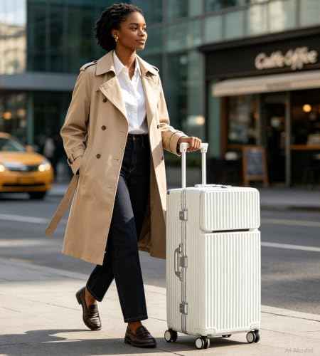 Super Large Aluminum Frame Zipperless Checked Luggage Front Pocket