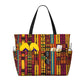 Beach Bag for Women Kente Print Beach Tote Bag Waterproof Sandproof Large Bags with Zipper Big Capacity for Travel