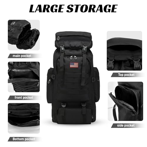 80L 2 pack Hiking Backpack for Men with Sling Tactical Backpack (2 Count)