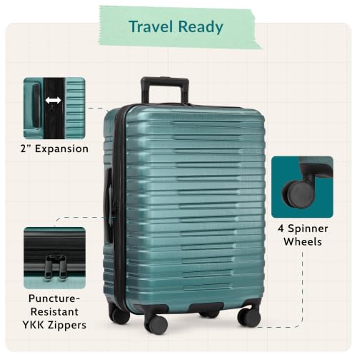 Boren Expandable Hardside Rugged Travel Luggage with 8 Spinner Wheels (2 Piece)
