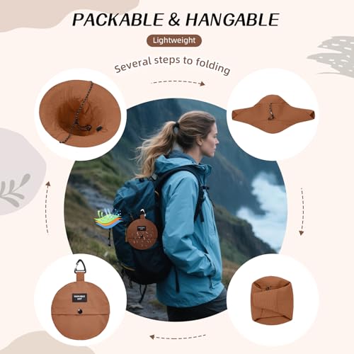 Waterproof Bucket Hats for Woman UPF 50+ Sun Hat Brick Red