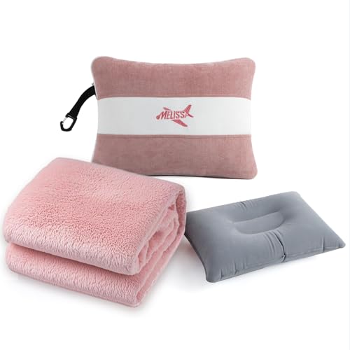 Large Soft Travel Blanket and Inflatable Pillow Set