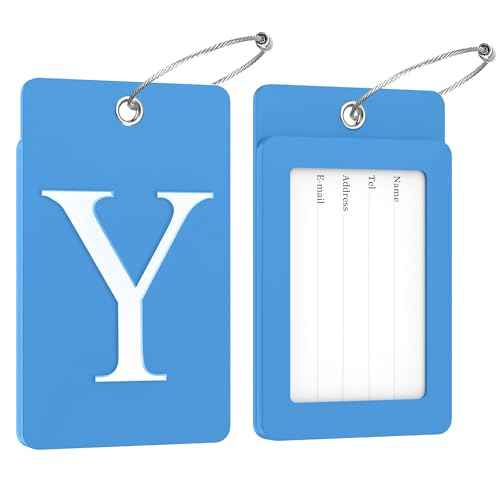 2 Pack Initial Luggage Tags for Suitcases Airplane Travel Essentials (2 Count)