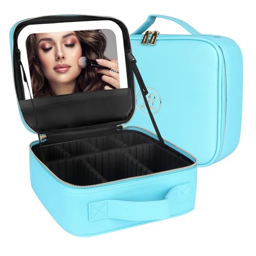 Travel Makeup Bag Cosmetic Bag with Lighted Mirror
