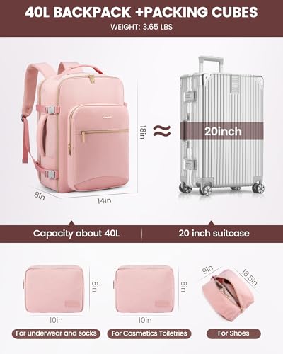 40L Travel Backpack Flight Approved Carry on Backpack