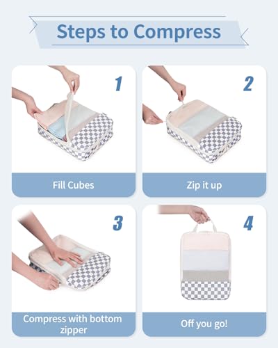 6 Set Compression Packing Cubes for Travel Women Men