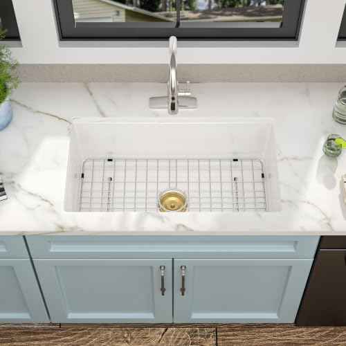 32"x19" White Undermount Kitchen Sink