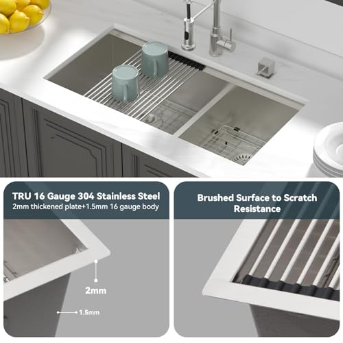 36 Inch Double Bowl Kitchen Sink Ledge Workstation Sinks Double Bowl 60