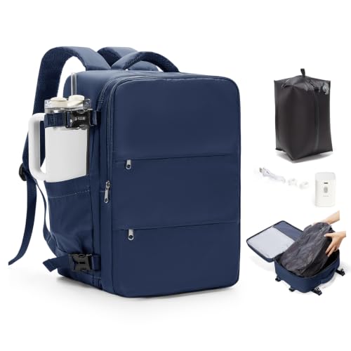 Travel Backpack for Women Men with Compression Vacuum Storage Bag & Electric Pump