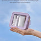 Small Cosmetic Bag for Purse Mini Makeup Bag for School Cute Clear Make Up Pouch for Travel Tiny Leather Purple Make Up Organizer Case for Backpack Toiletry Bag Waterproof Square Pouch with Zipper