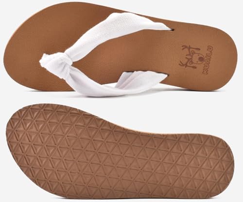 Flip Flops for Women Arch Support Summer Beach Sandals White Size 8