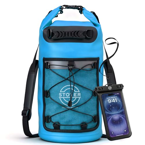 5/10/25/30/40L Waterproof Dry Backpack & Phone Case- Large Floating Dry Bag for Kayaking, Travel, Hiking, Fishing, Camping, Motorcycles & Beach, Heavy-Duty Roll Top Men/Women (Blue)