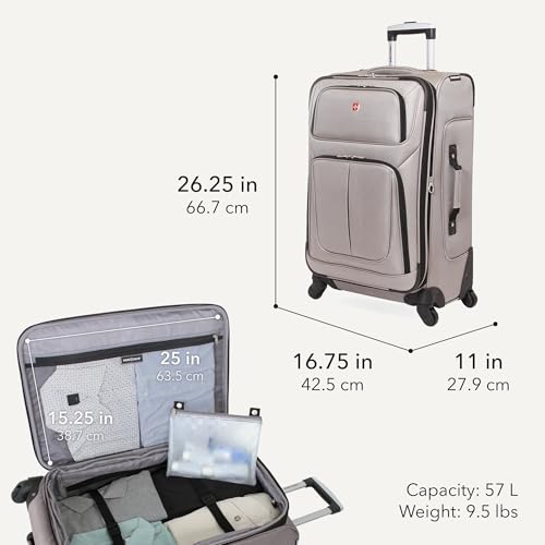Sion Softside Expandable Spinner Luggage Durable Lightweight Travel Suitcase