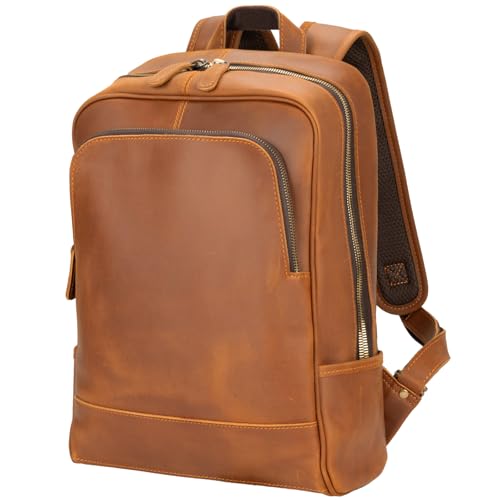 Leather Backpack for Men 15.6" Laptop Backpack 100% Madagascar top