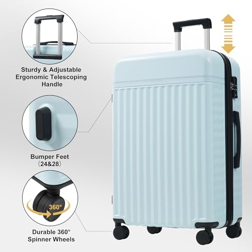 Luggage Sets Durable Hardshell 3 Piece Suitcase with Bags (5 Count)
