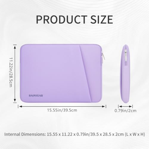 RAINYEAR 15.6 Inch Laptop Sleeve Padded Case Cover with Pocket