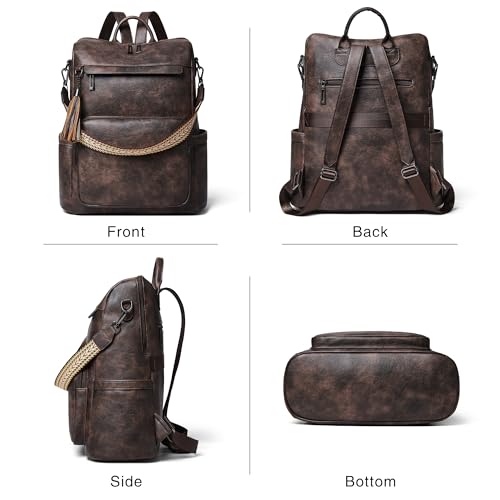 Vegan Leather Laptop Backpack for Women 15.6 inch Work Backpack Fashion Travel Backpack Purse for Travel College Work