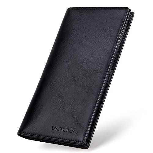 Leather Checkbook Cover Wallet for Men with RFID Blocking