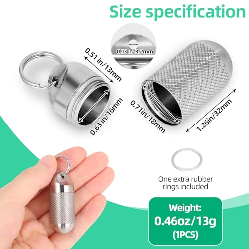 Titanium Keychain Pill Holder Waterproof Lightweight Portable Pocket Mini Pill Case for Emergency Medicine Travel Fits Daily Purse Wallet Small Pill Box Containers
